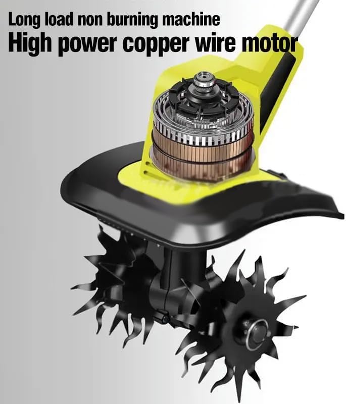 Cultivateur électrique portatif 20 V, cultivateur Rotatif de Jardin, désherbeur sans Fil, Coupe-Herbe Portable, Profondeur de Culture 22 cm, Largeur 25 cm, pour Jardin, parcelles de légumes