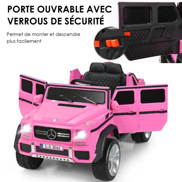 Voiture eléctrique 12 v pour enfants 2 place avec lumières led port aux usb télécommande parentale de 3 à 8 ans rose 20_0004994