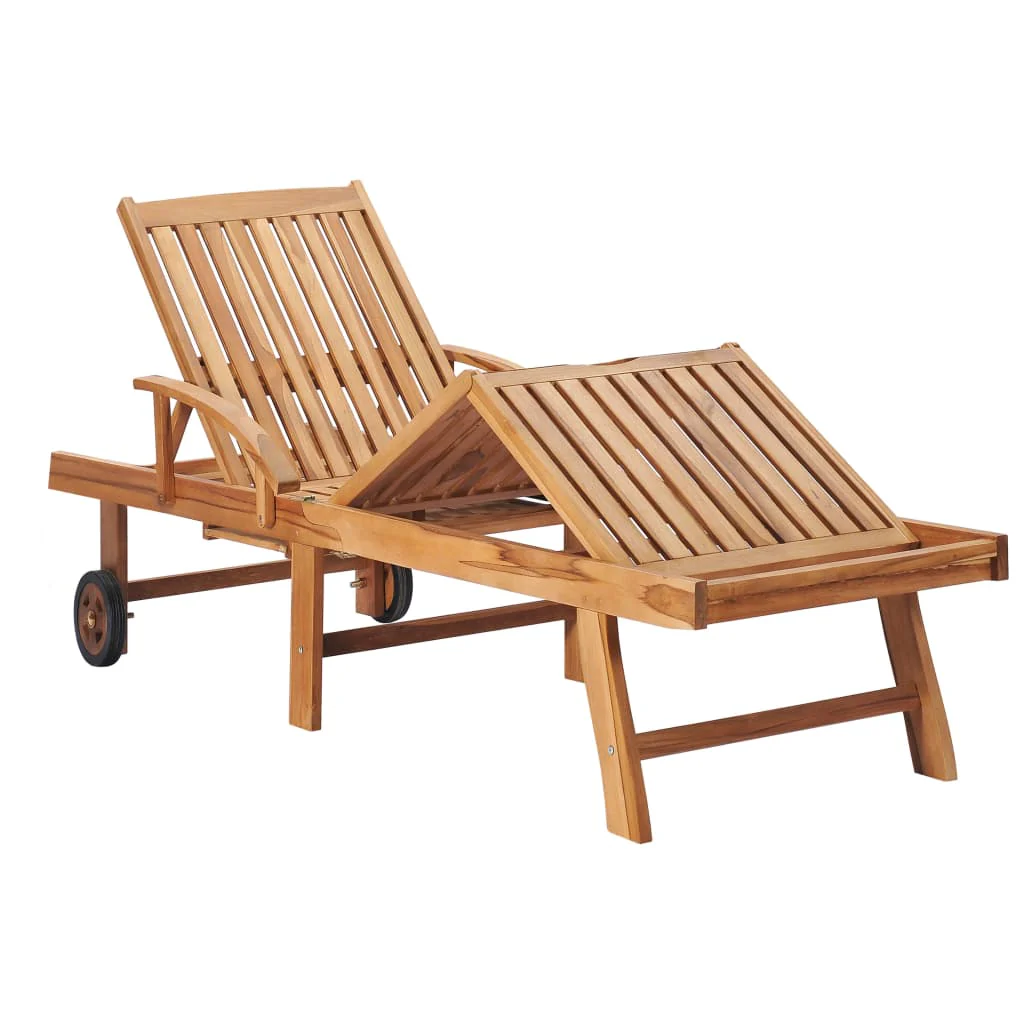 Lot de 2 transats chaise longue bain de soleil lit de jardin terrasse meuble d'extérieur avec coussin crème bois de teck solide 02_0012031