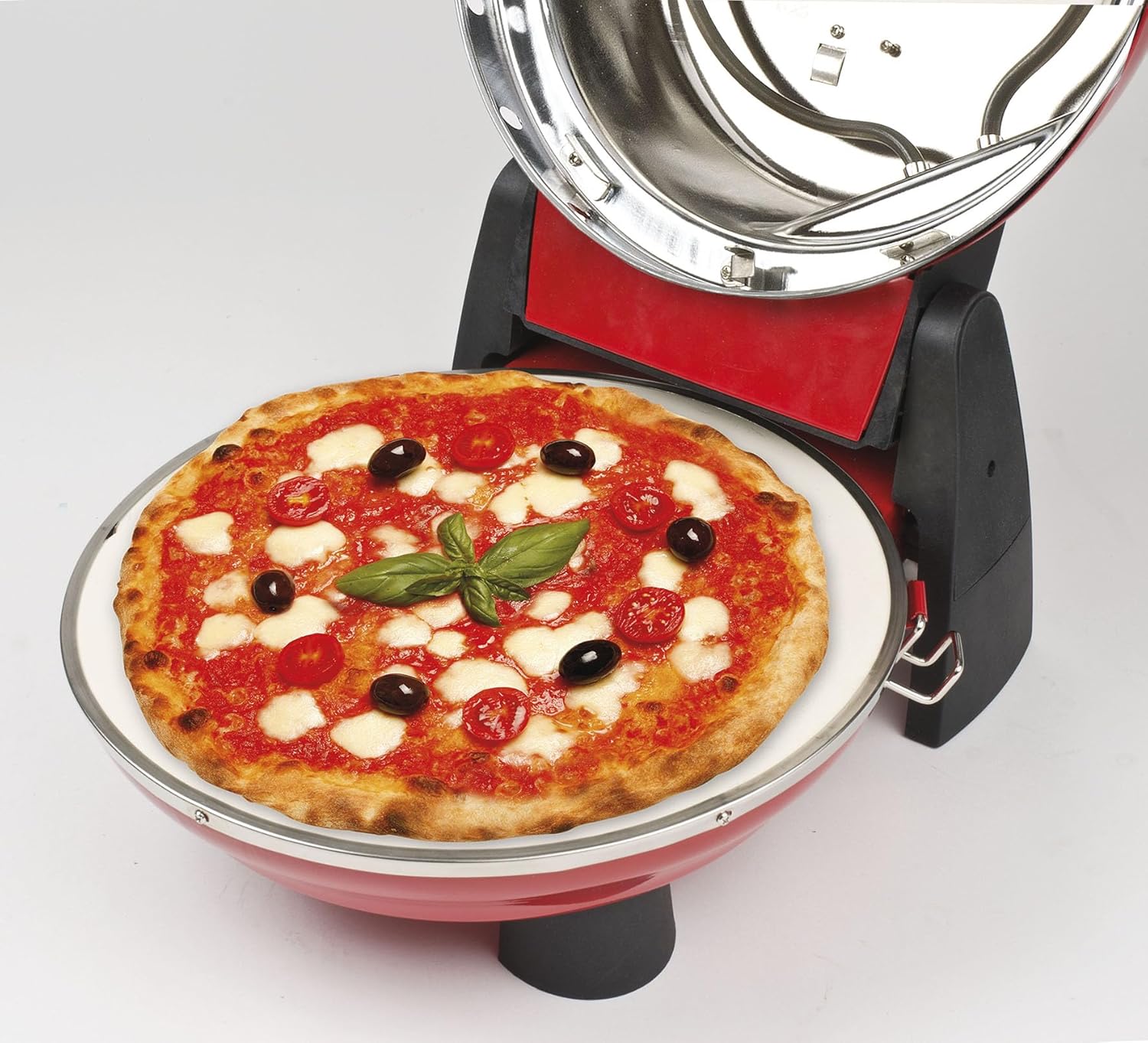 G3 Ferrari G10006 Pizza Exprimer Plaisir, Four Pizza, 1200 W, 400°C, Pierre Réfractaire (diamètre 31 cm), Minuteur 5', Livre de Recettes inclus, Noir