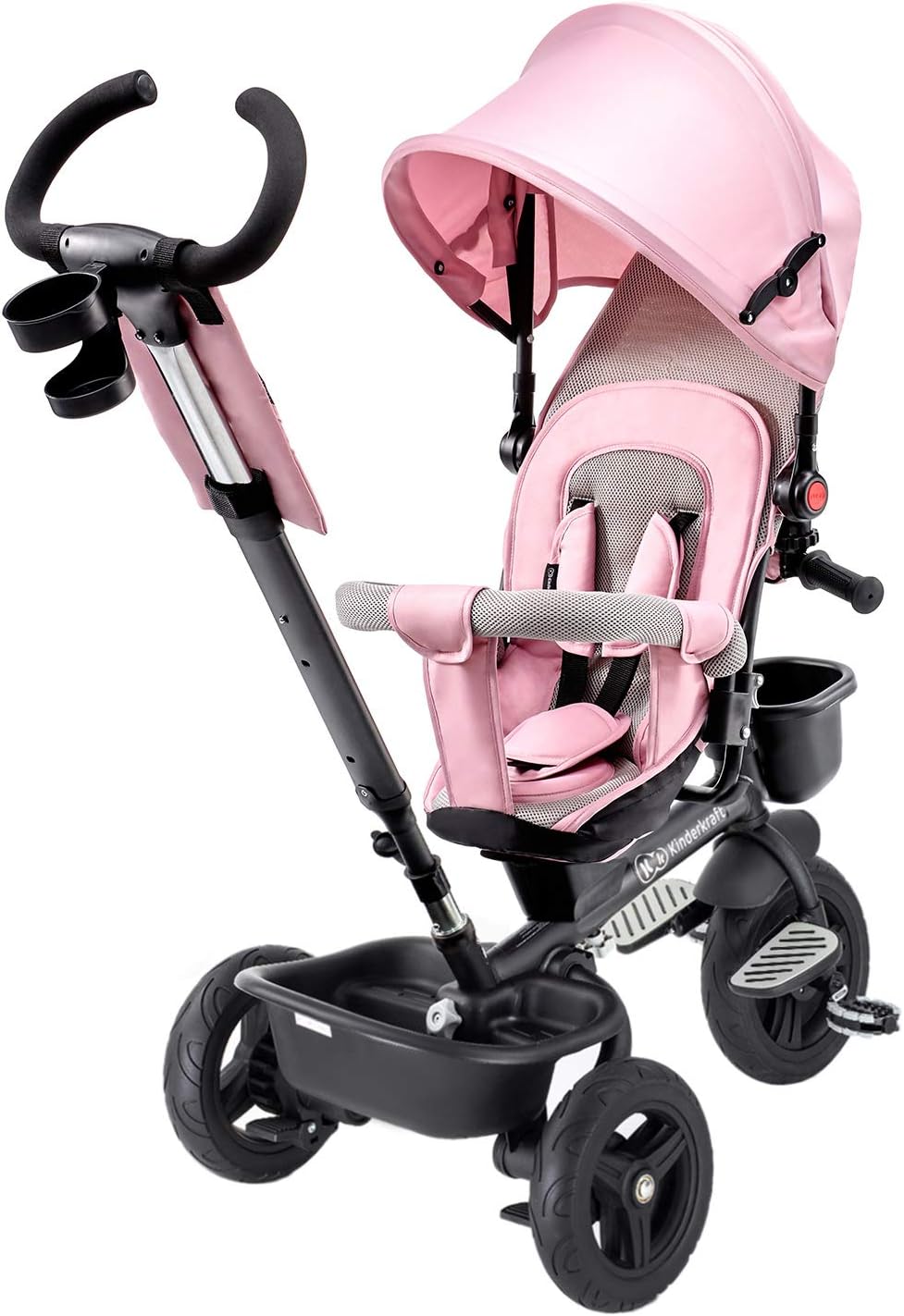 Kinderkraft AVEO Tricycle Bébé volutif, Draisienne volutif, Trike Bebe, Velo Poussette Bebe volutif, Velo Enfant 5 Ans, De 9 Mois, Pliable, Facile  Plier, Accessoires Pratiques, Gris