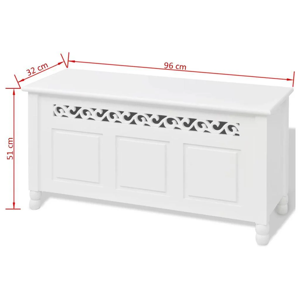 Banquette pouf tabouret meuble banc de rangement en style baroque blanc 3002032