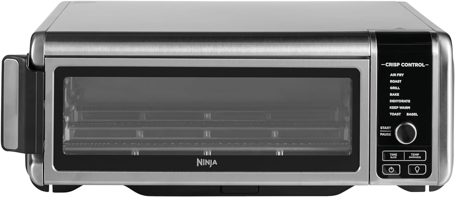 Ninja Foodi Four Multifonctions 8-en-1, Mini four portable, surfaces de travail, four multifonctions avec 8 fonctions de cuisson ; Air Fry, Rtir, Griller, Cuire et plus encore. Argent/Noir SP101EU
