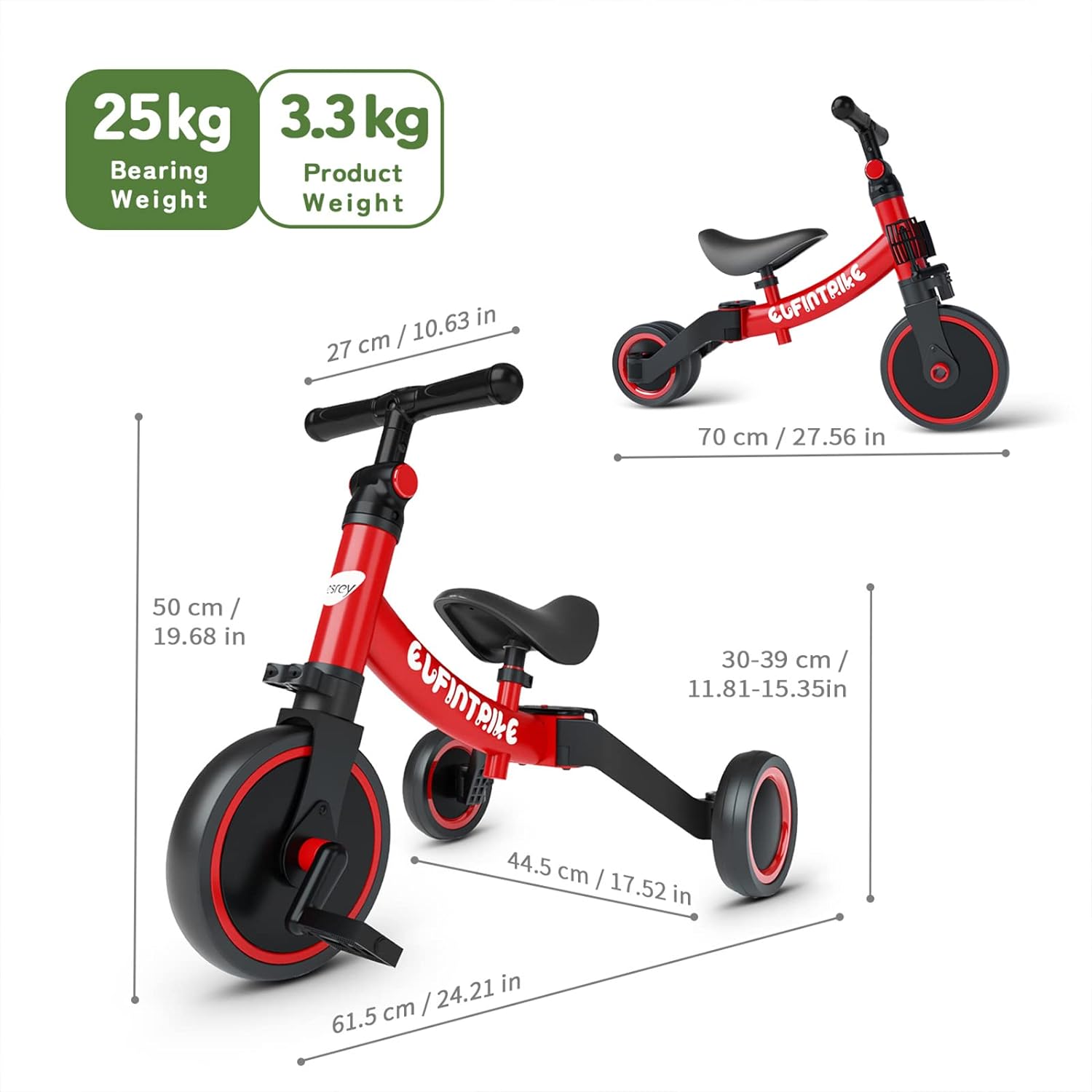 besrey 5 en 1 Tricycle Enfant bébé évolutif 1-4 Ans,Vélo Draisienne,Vélo sans Pédale,Noir