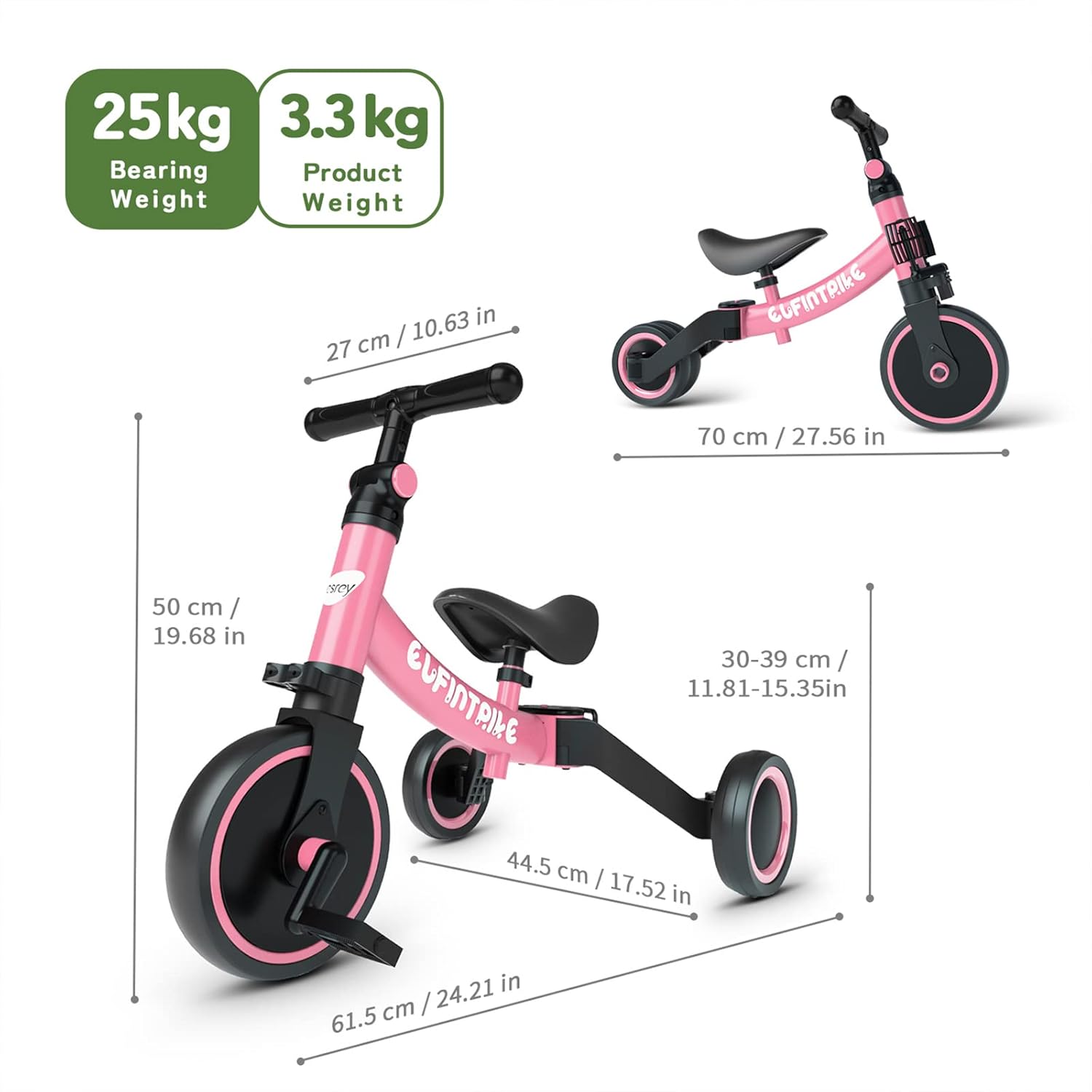 besrey 5 en 1 Tricycle Enfant bébé évolutif 1-4 Ans,Vélo Draisienne,Vélo sans Pédale,Noir