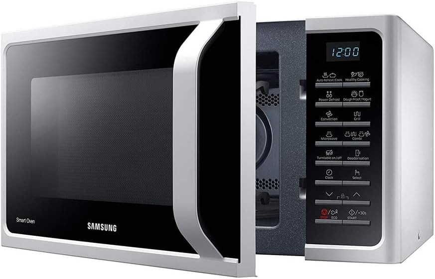 Samsung MC28H5015AW Four micro-ondes, grill combiné, 28 litres, Smart Oven, 900 W, grill 1500 W, blanc, 51,7 x 47,6 x 31 cm