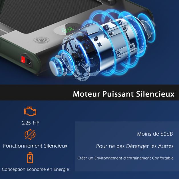 Tapis de course pliable 2 en 1 tapis roulant électrique motorisé 1-12 km/h avec télécommande écran LED noir 20_0006036