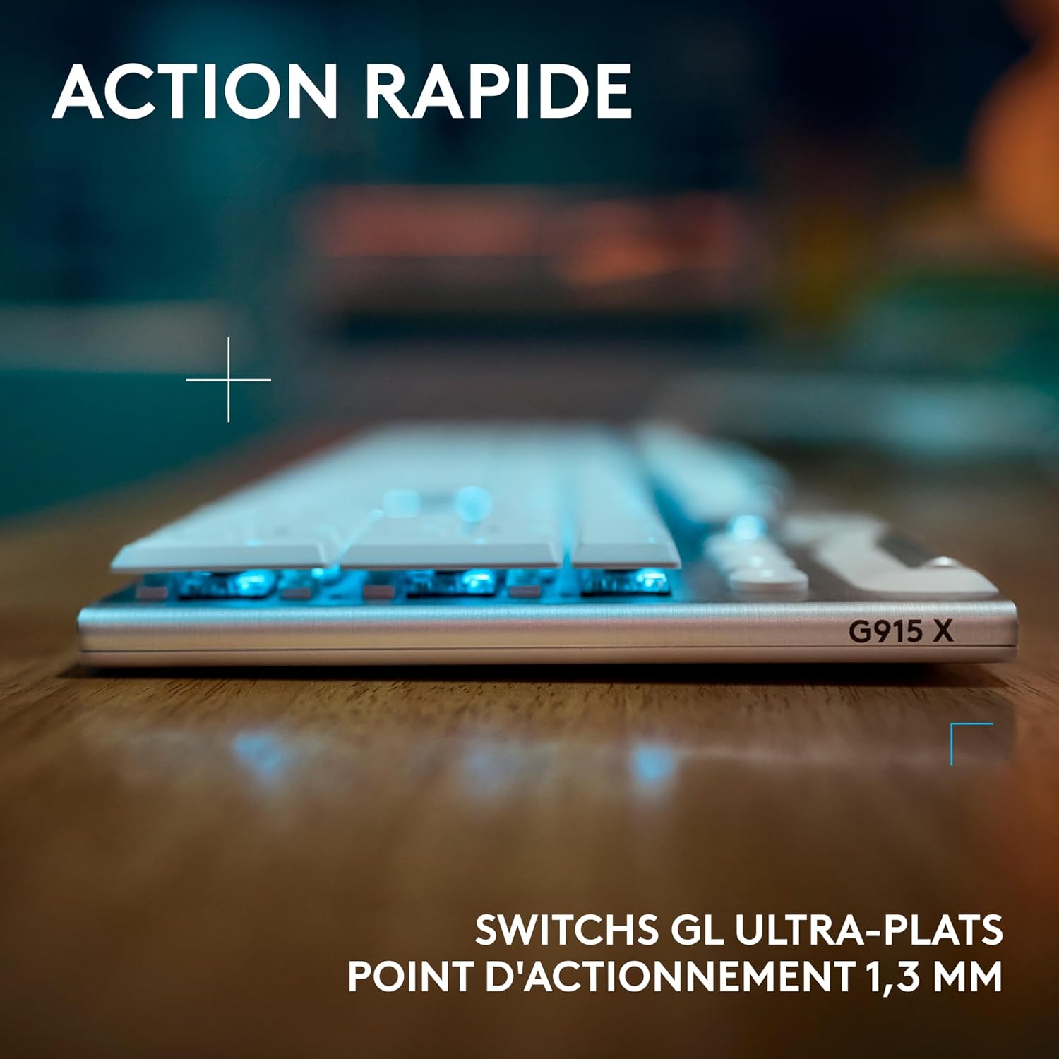 Logitech G915 TKL Tenkeyless LIGHTSPEED Clavier Gamer Mécanique, Switch ultra-plat GL Tactile, RGB LIGHTSYNC, Design élégant et mince, 40+ heures de jeu, Franais AZERTY - Noir