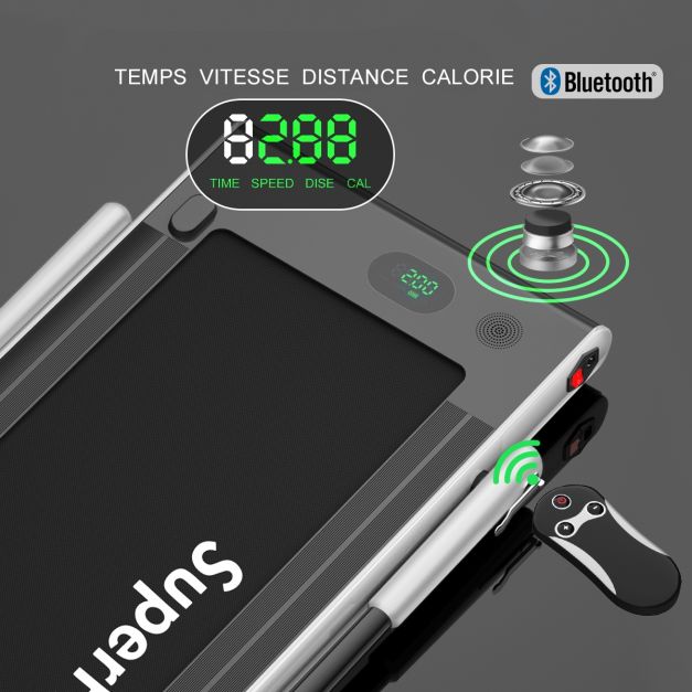 2 en 1 tapis de course electrique pliable 1 à 12 km/h avec haut-parleur bluetooth télécommande moteur 1,67 kw noir et argenté 20_0005458