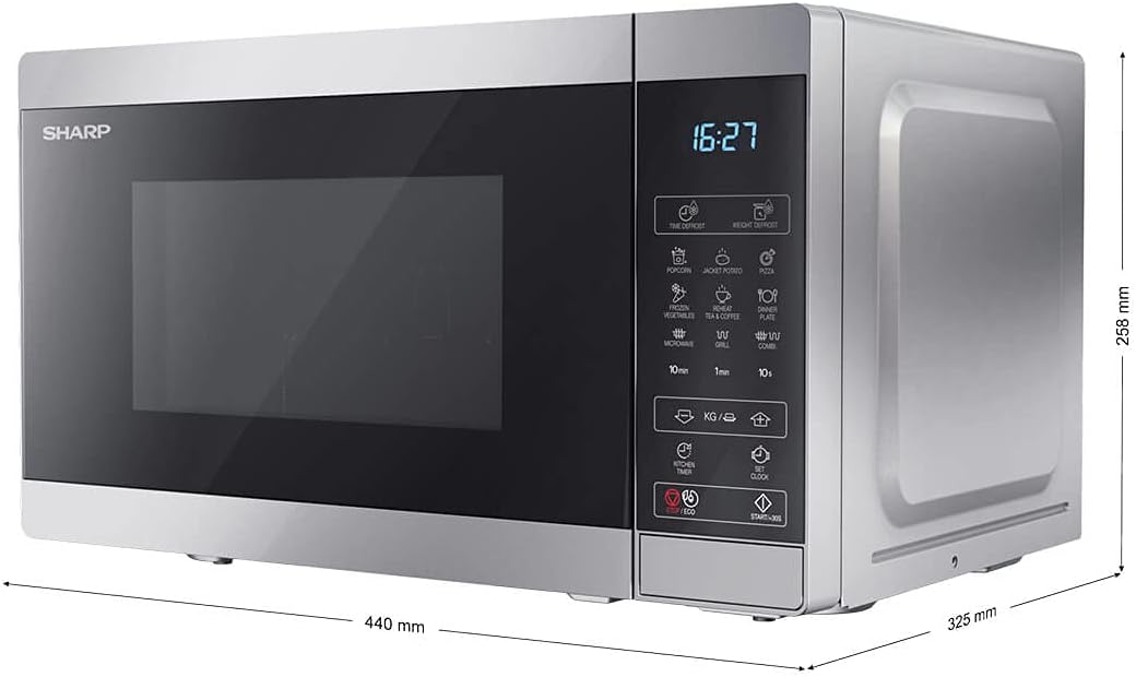 Sharp YC-MG252AE-B, Four micro-ondes, Noir de 25 litres avec gril