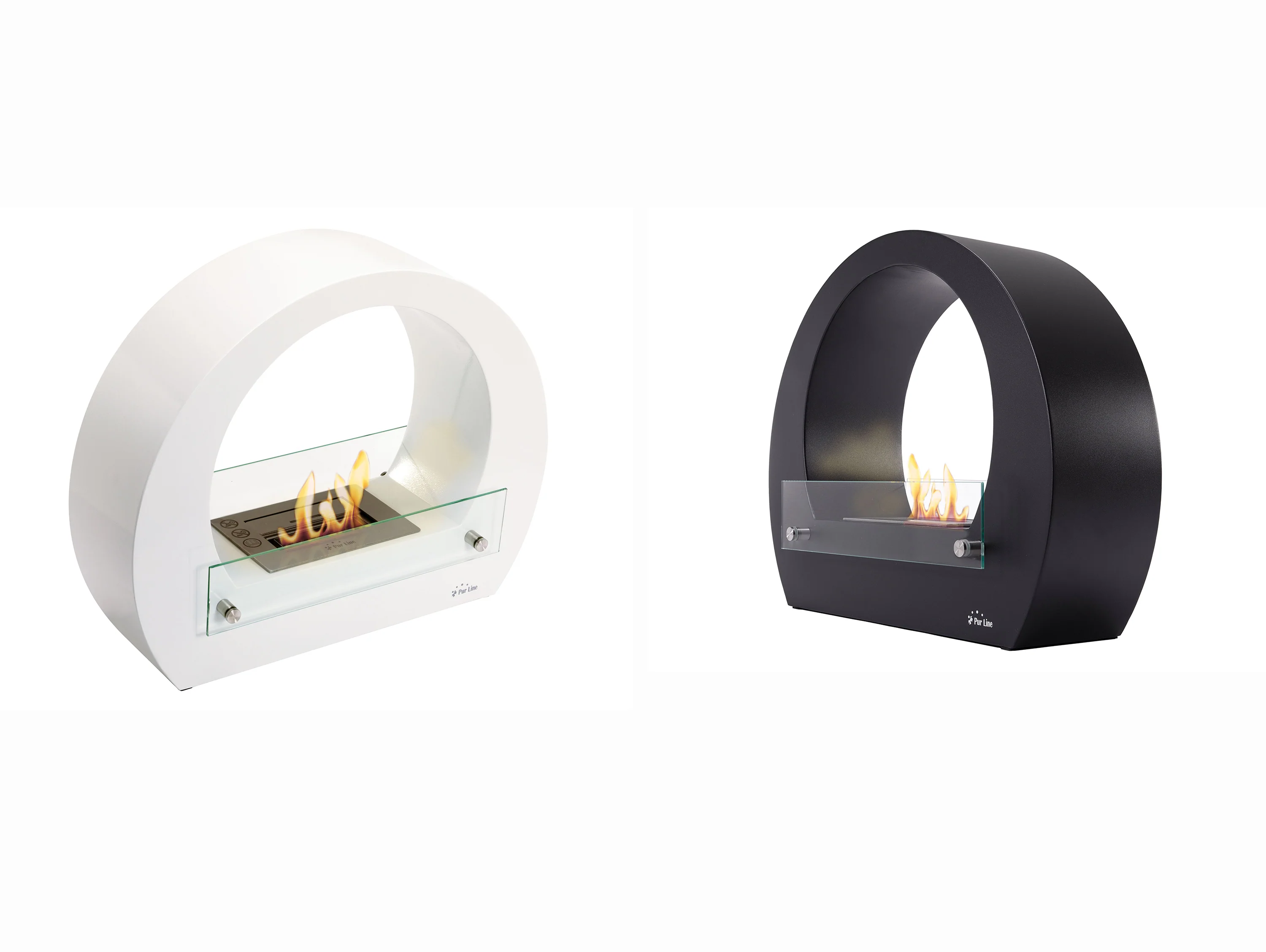 Cheminée à l'éthanol au sol en acier blanc avec flamme réglable