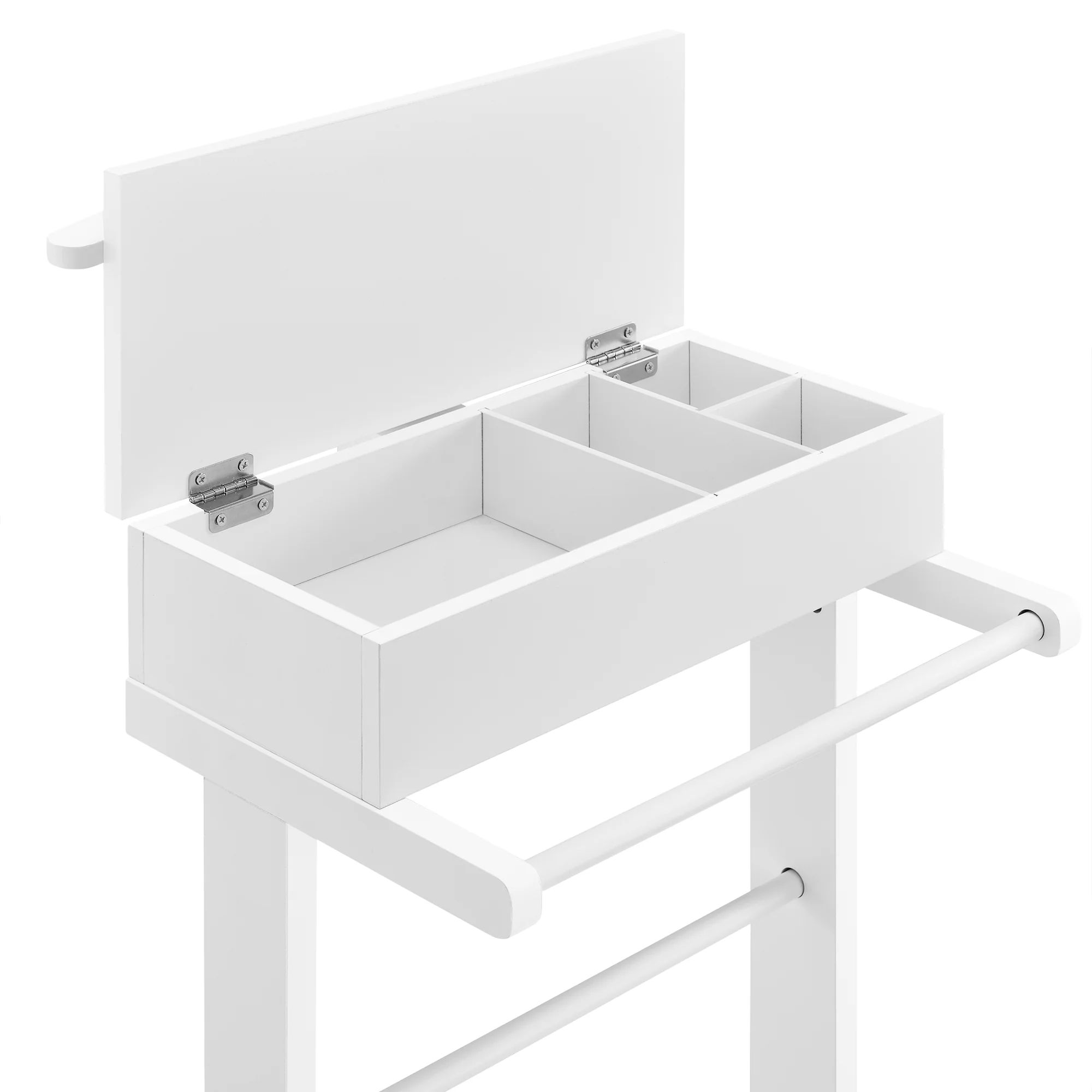 Valet de chambre avec bote ouvrable avec 4 poches 110 cm MDF blanc 03_0004519