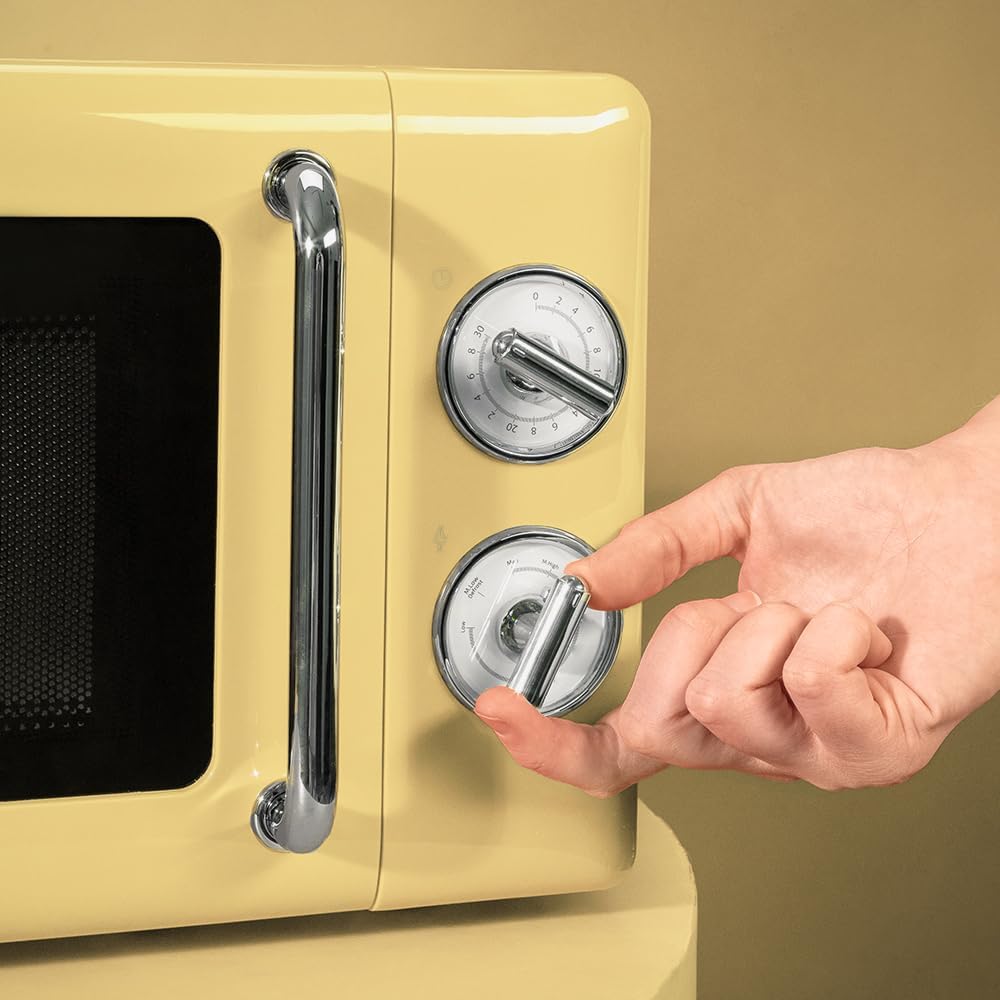 Cecotec Micro-Ondes Mécanique avec Grill Proclean 3110 Retro Bleu. 20 L, 700 W en 6 niveaux, minuterie jusqu'à 30 minutes, mode dégivrage, design vintage bleu, finitions en acier.