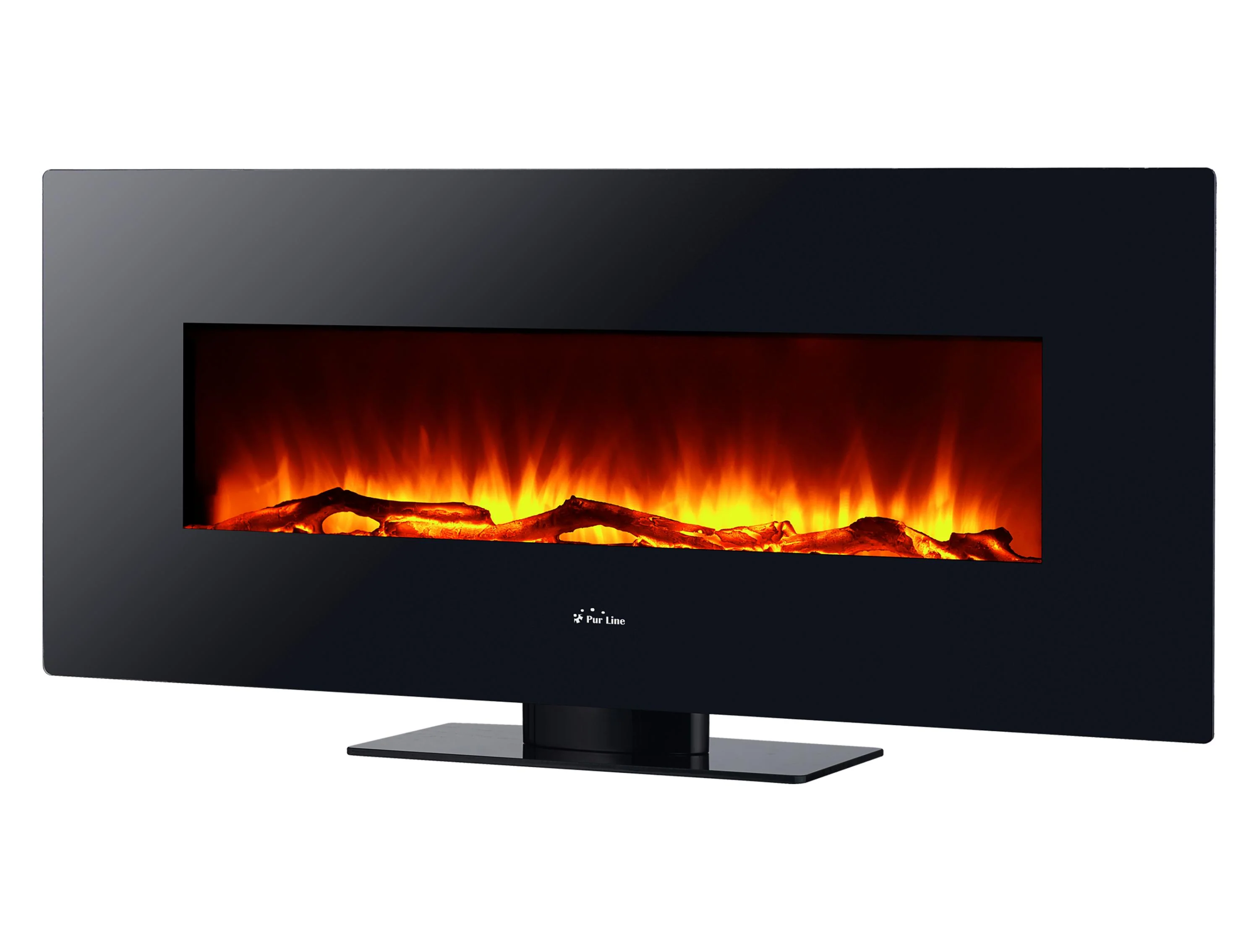 Cheminée électrique panoramique en verre trempé noir