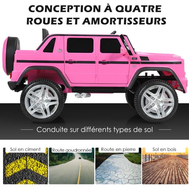 Voiture eléctrique 12 v pour enfants 2 place avec lumières led port aux usb télécommande parentale de 3 à 8 ans rose 20_0004994