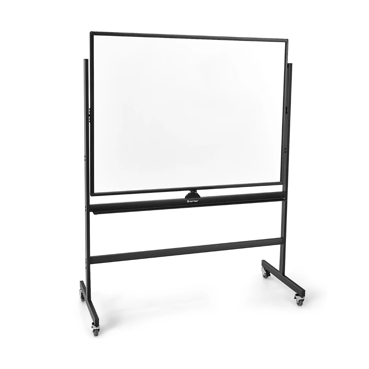 Tableau blanc réversible à 360° de 90 x 120 cm avec hauteur réglable et 4 roulettes pour école/maison/bureau/salle de classe 20_0006556