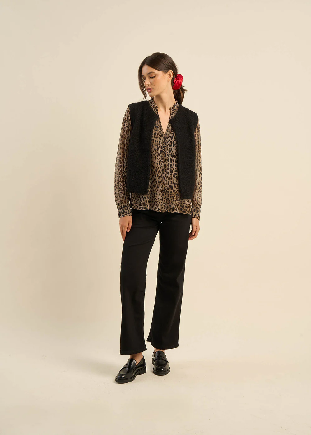 Gilet court sans manches en mohair