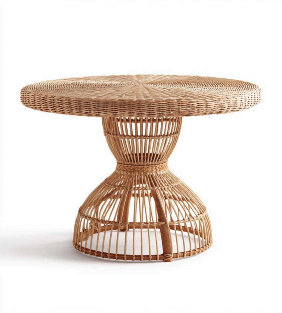 Table de jardin ronde en rotin ajouré
