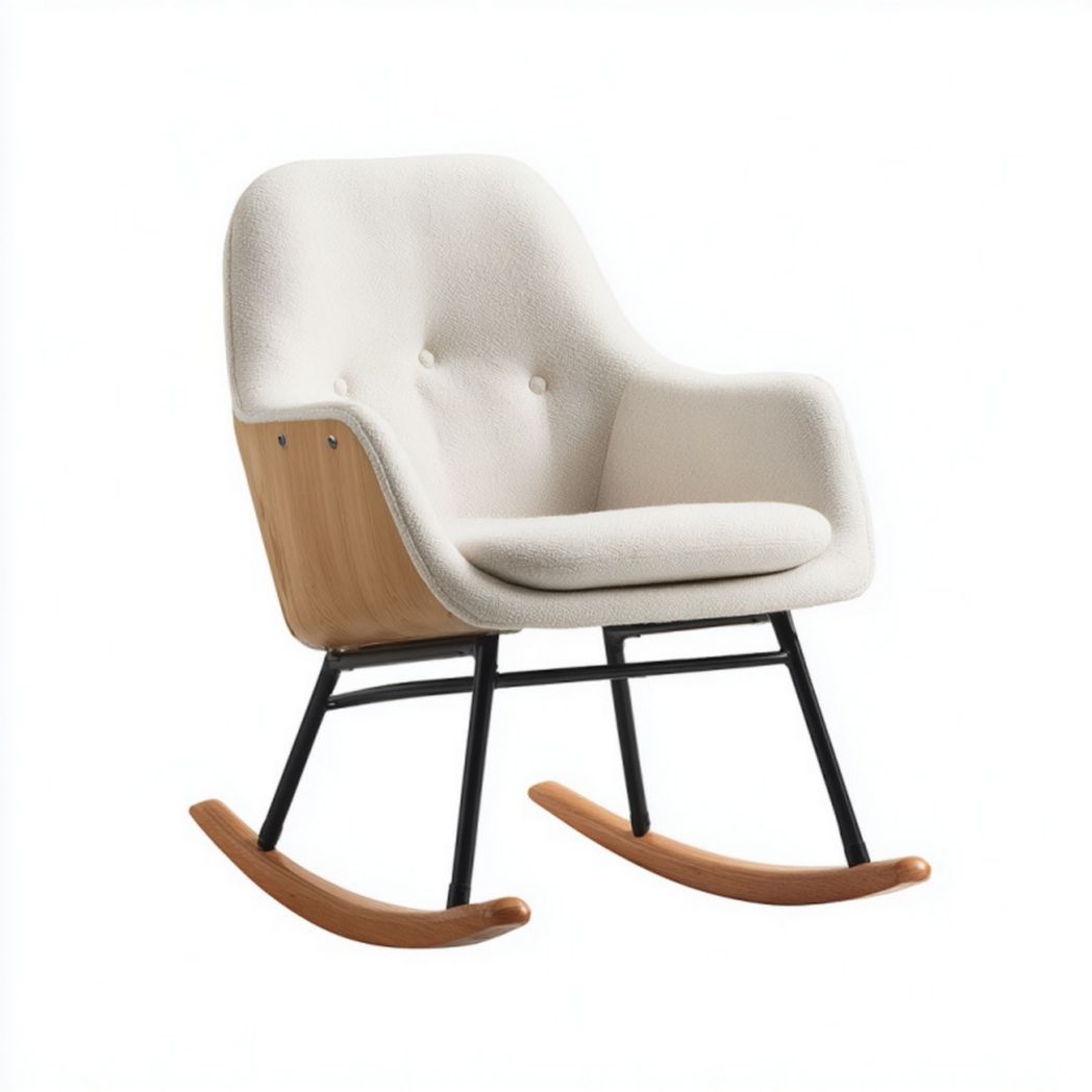 Fauteuil à bascule en tissu blanc
