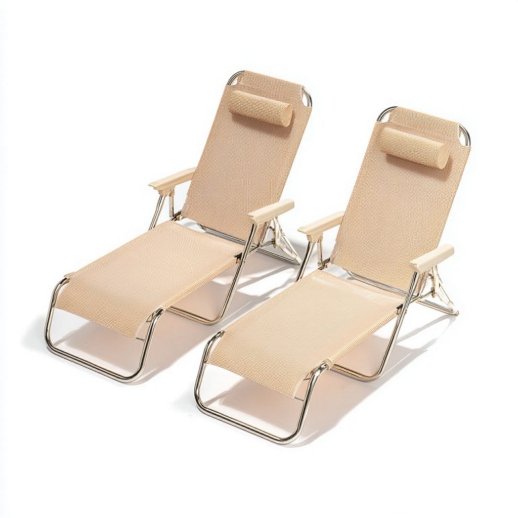 Lot de 2 chaises longues pliantes réglables d’extérieur
