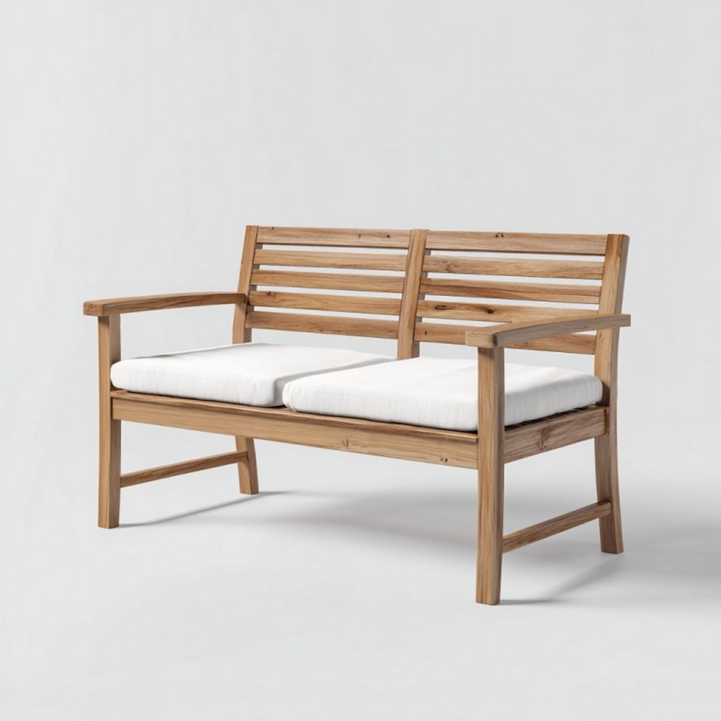 Banc de jardin 2 places en bois avec coussins