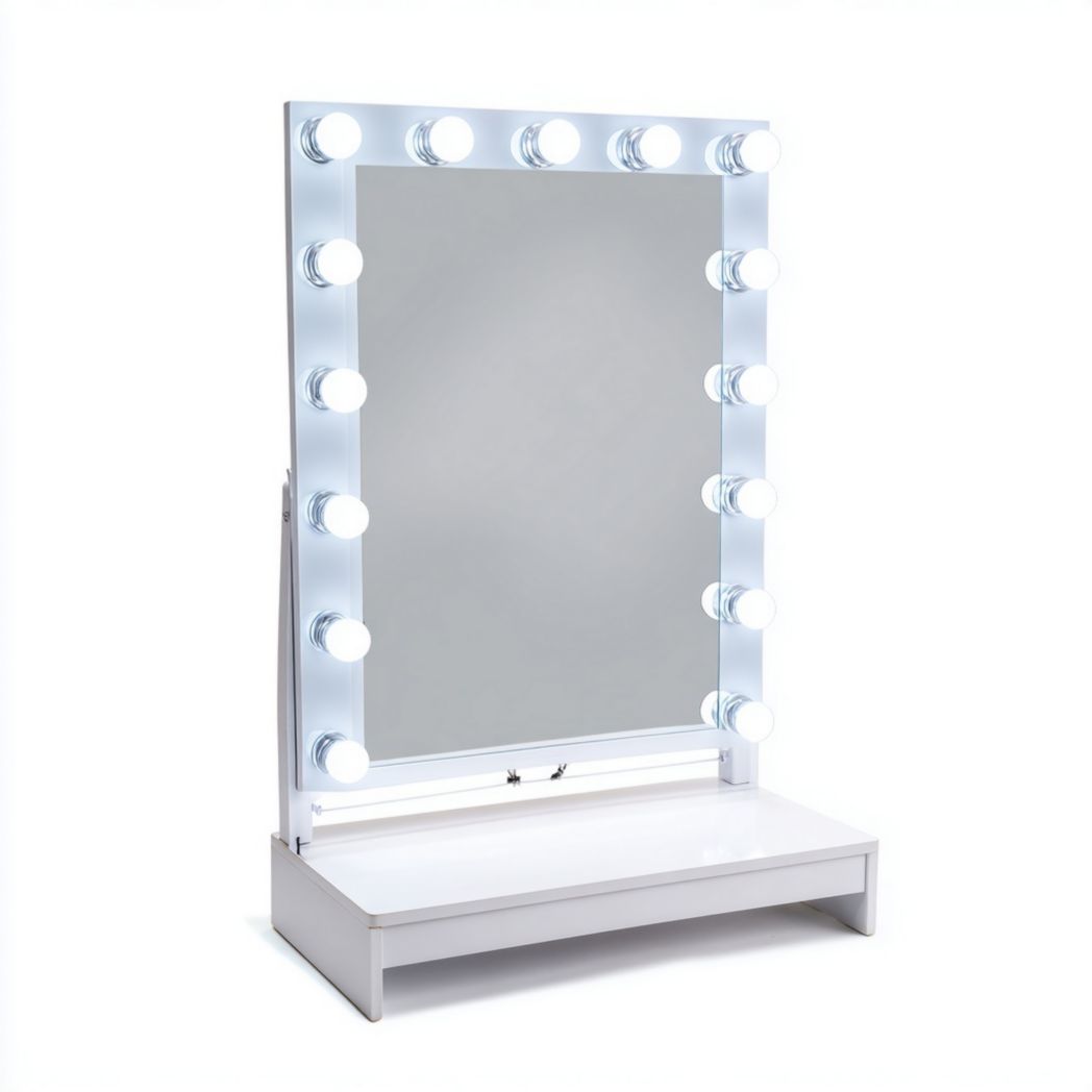 Miroir de maquillage avec ampoules LED et base