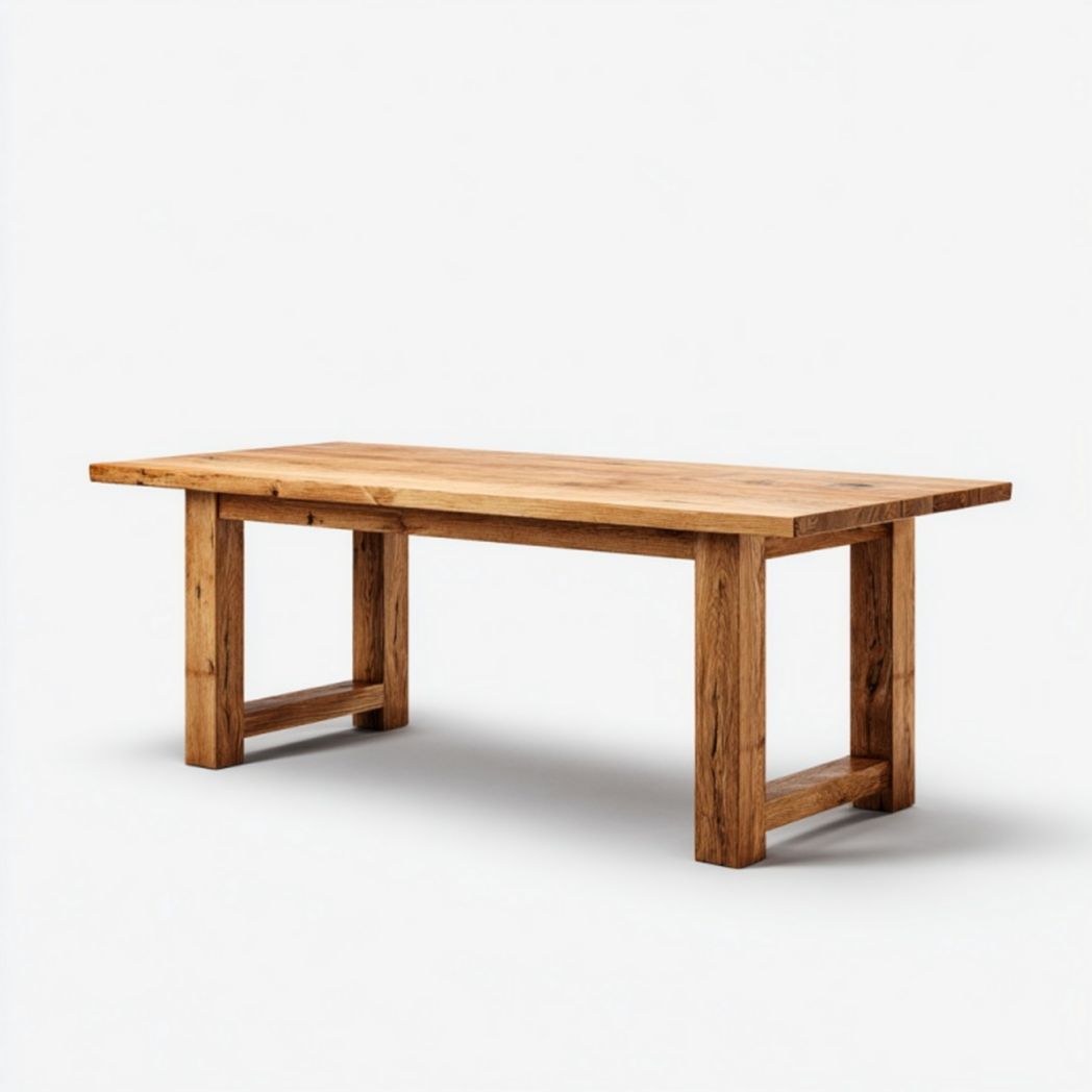 Table de jardin rectangulaire en bois massif – Couleur bois naturel