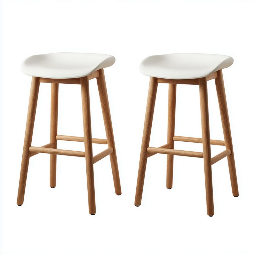 Lot de 2 tabourets de bar style nordique avec assise blanche