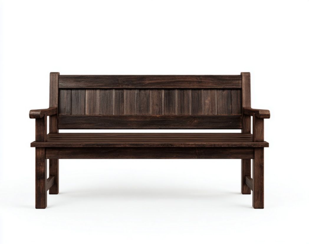 Banc de jardin en bois massif brun foncé