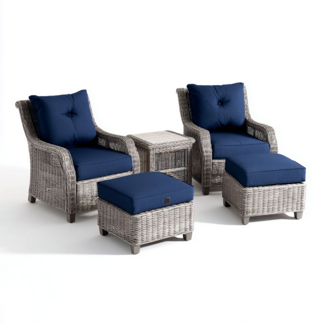 Ensemble de mobilier de jardin en rotin synthétique avec coussins