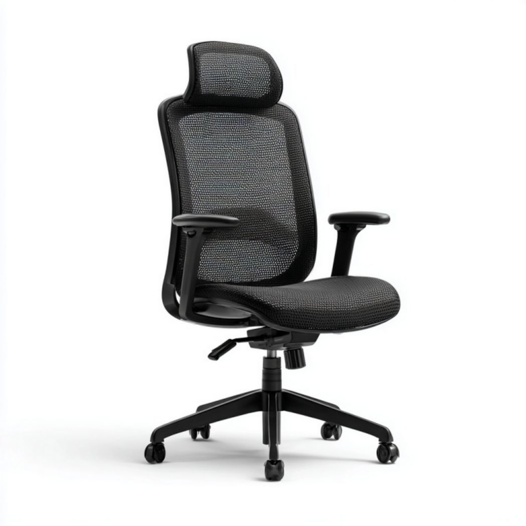 Fauteuil de bureau haut dossier en maille – appui-tête et accoudoirs réglables