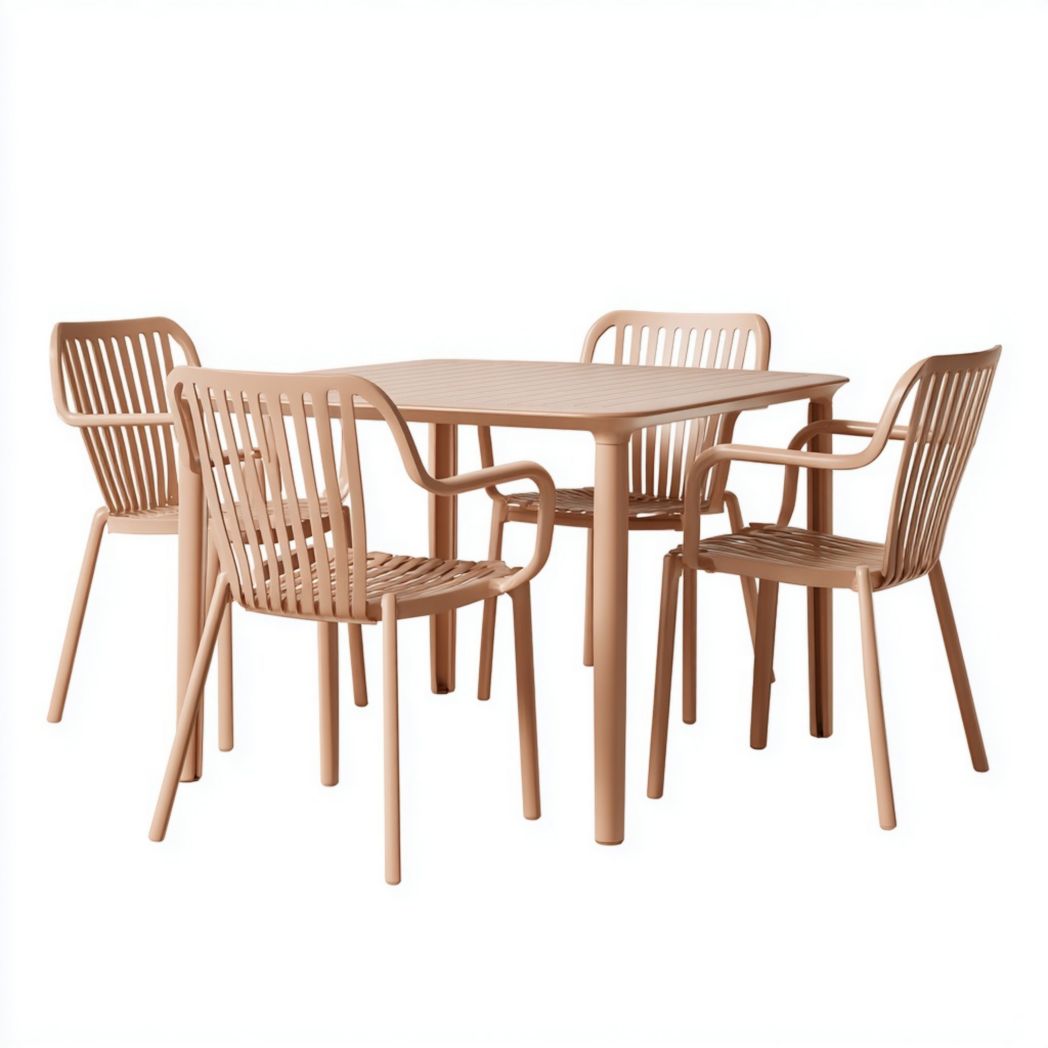 Ensemble de table carrée en plastique avec 4 chaises