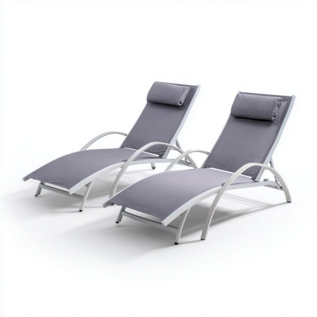 Lot de 2 chaises longues courbées d’extérieur