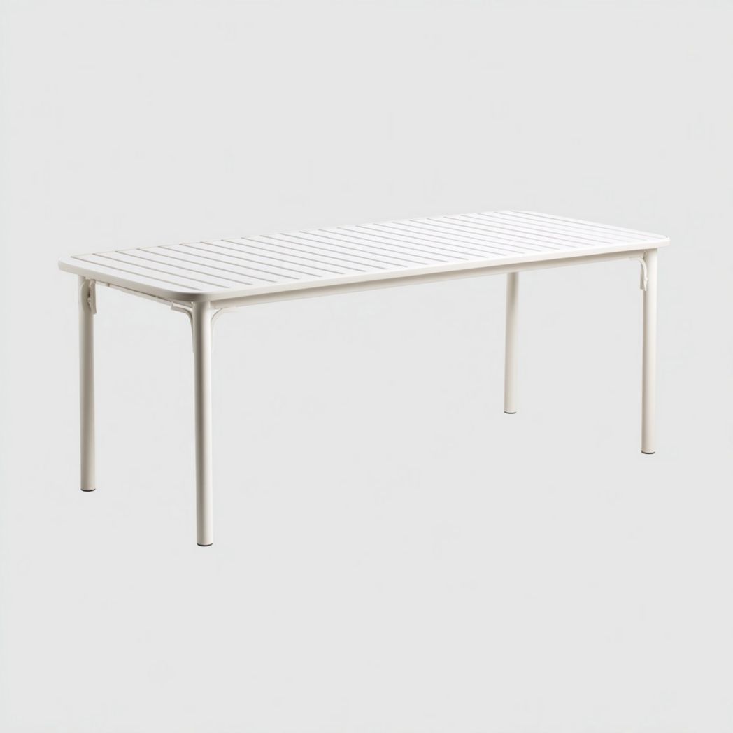 Table de jardin rectangulaire en métal blanc