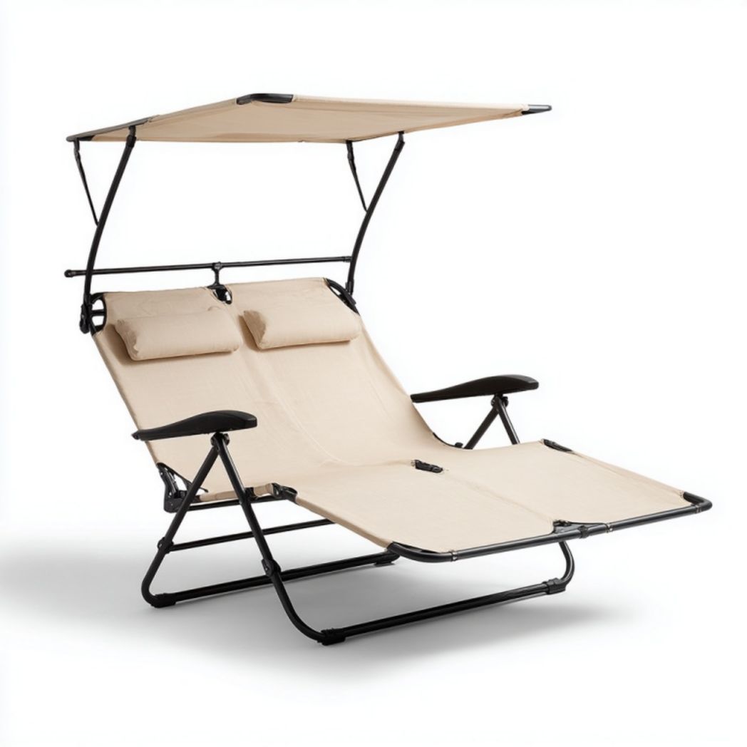 Transat double de jardin avec auvent