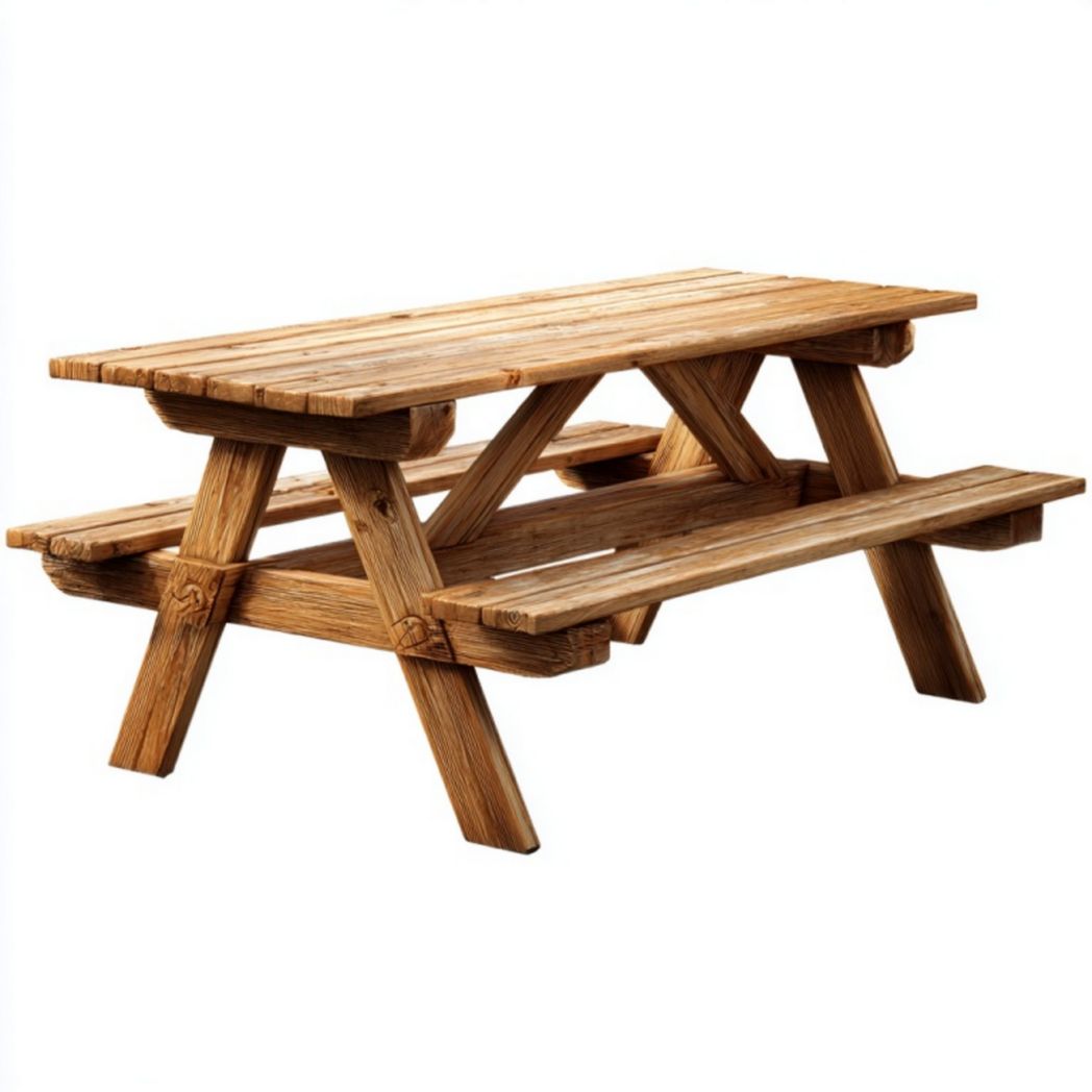 Table de pique-nique en bois massif avec bancs intégrés