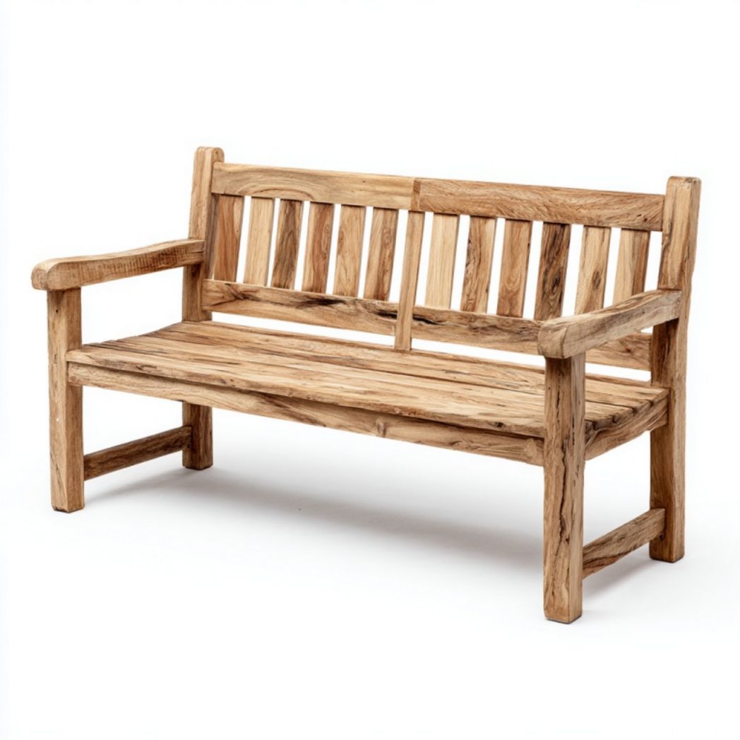 Banc de jardin en bois massif couleur naturelle