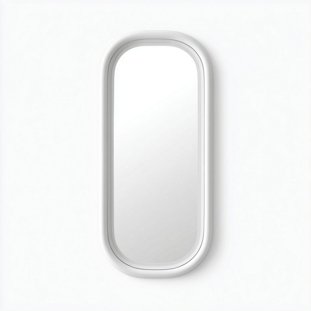 Miroir mural ovale allongé – Cadre blanc
