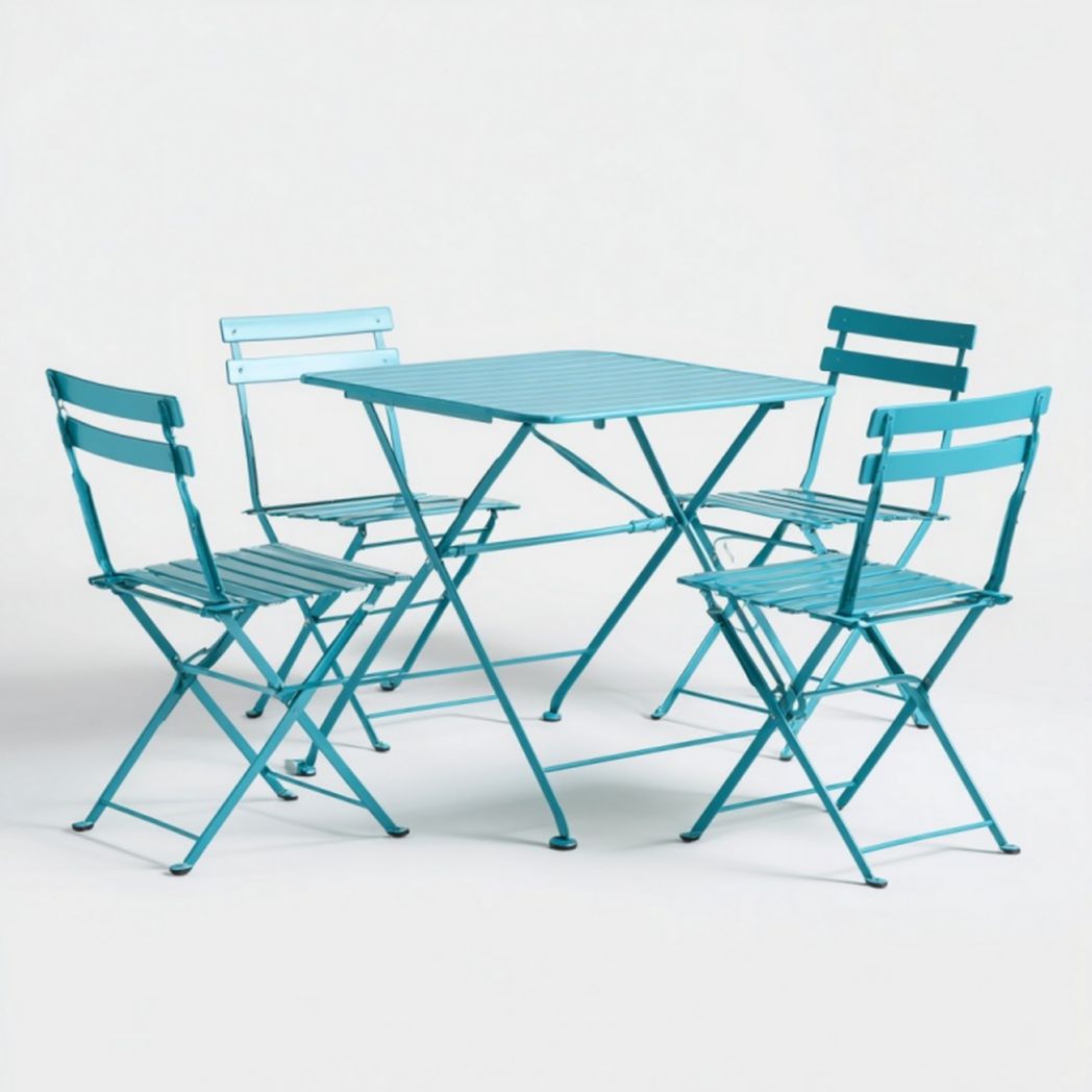 Ensemble de jardin pliant 5 pièces en métal