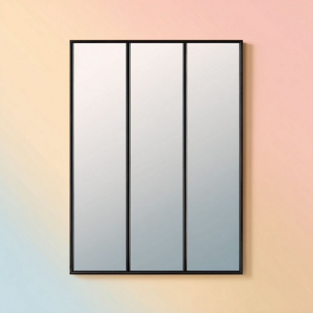 Miroir mural rectangulaire à trois panneaux