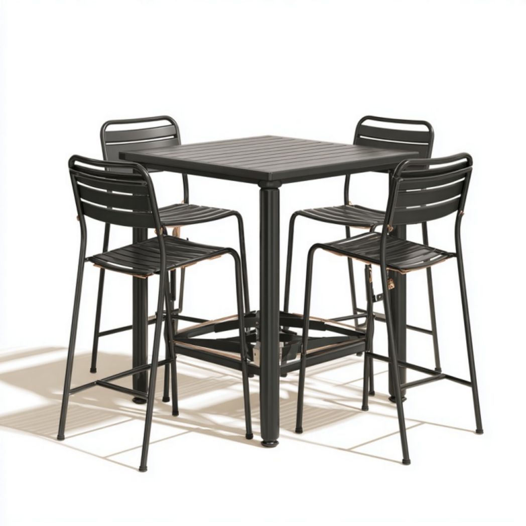 Ensemble table haute carrée avec 4 chaises hautes