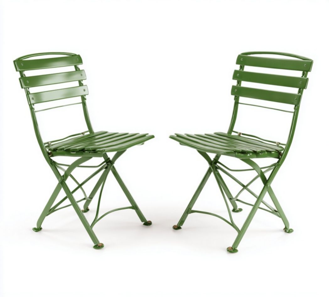 Lot de 2 chaises de jardin pliantes en métal – Couleur verte