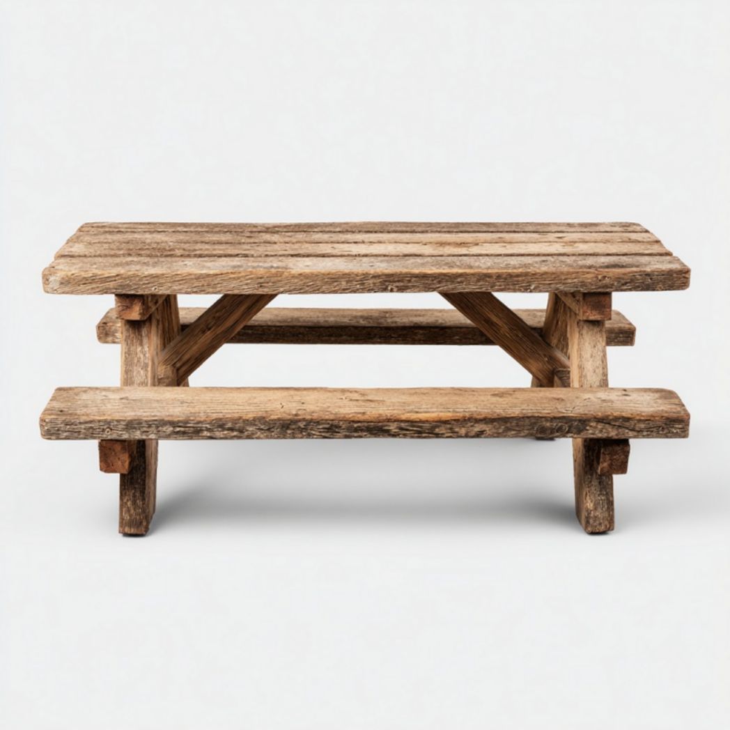 Table de pique-nique en bois massif style rustique