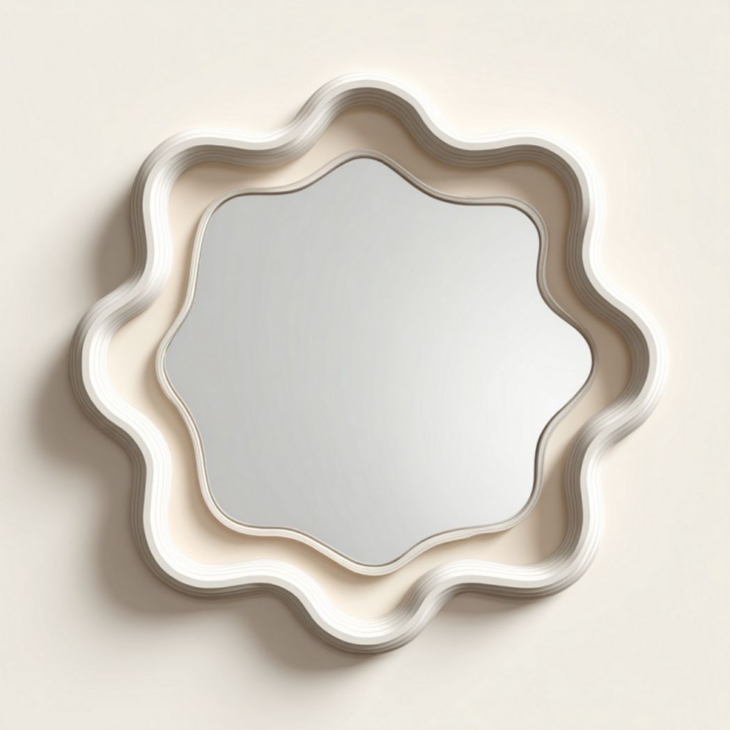 Miroir décoratif forme pétale avec bord ondulé