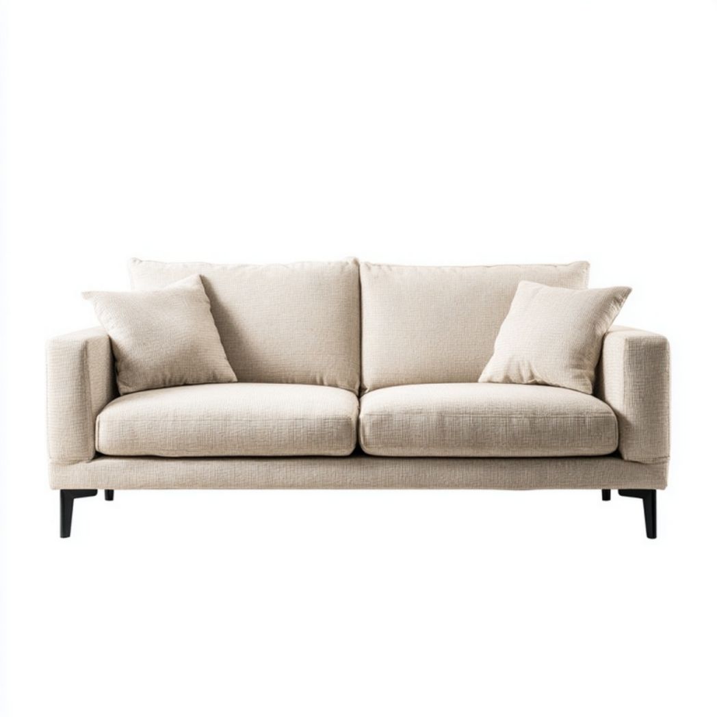 Canapé droit 2 places en tissu beige