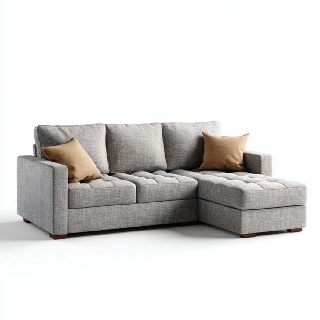 Canapé d’angle en tissu gris