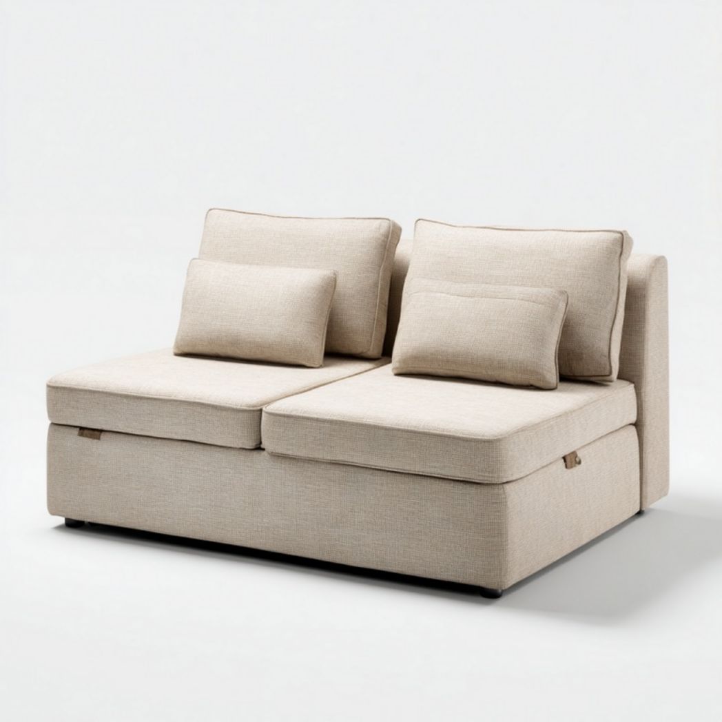 Canapé-lit 2 places multifonction en tissu beige