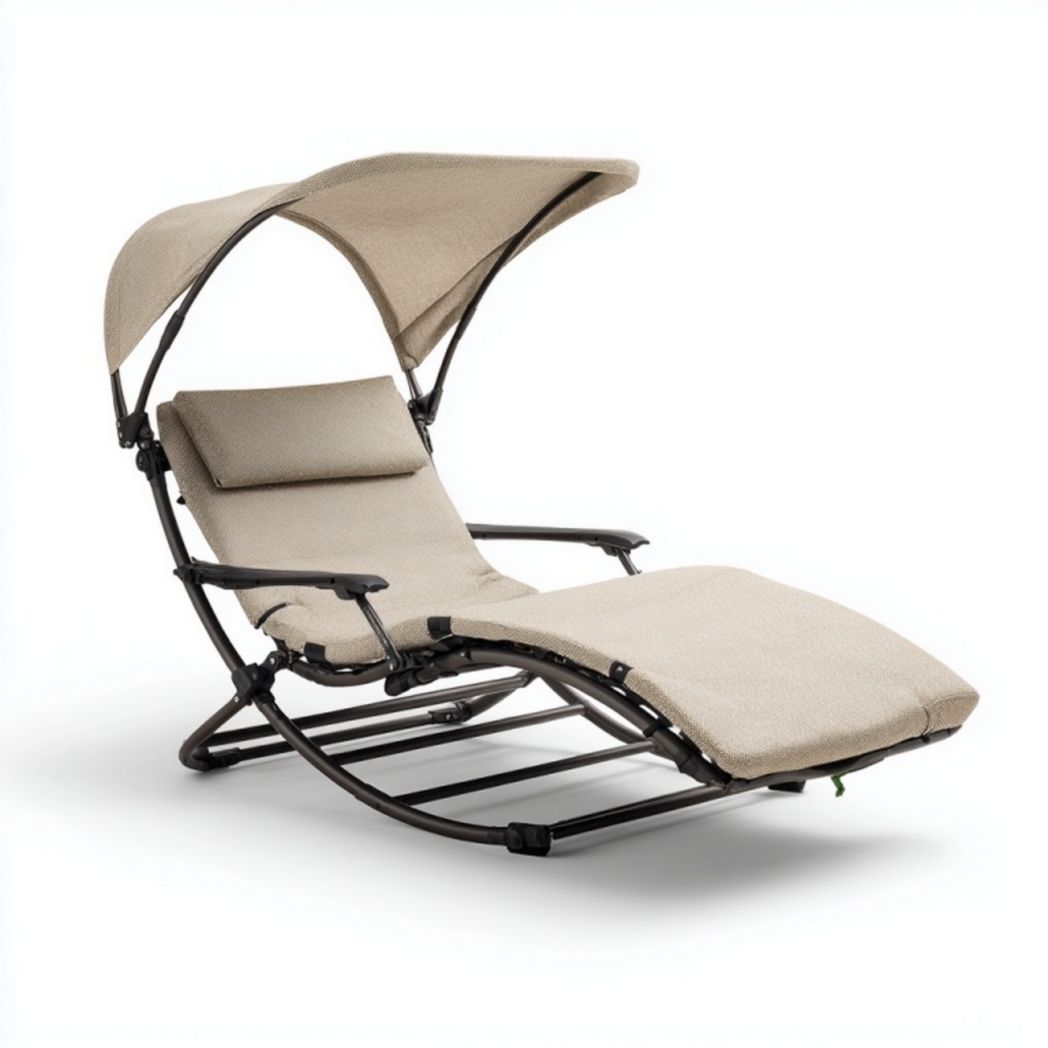Chaise longue à bascule d’extérieur avec auvent – Structure en acier