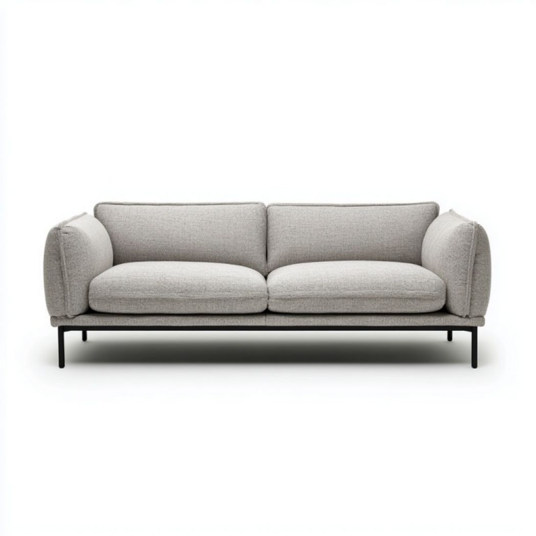 Canapé droit 2 places en tissu gris clair