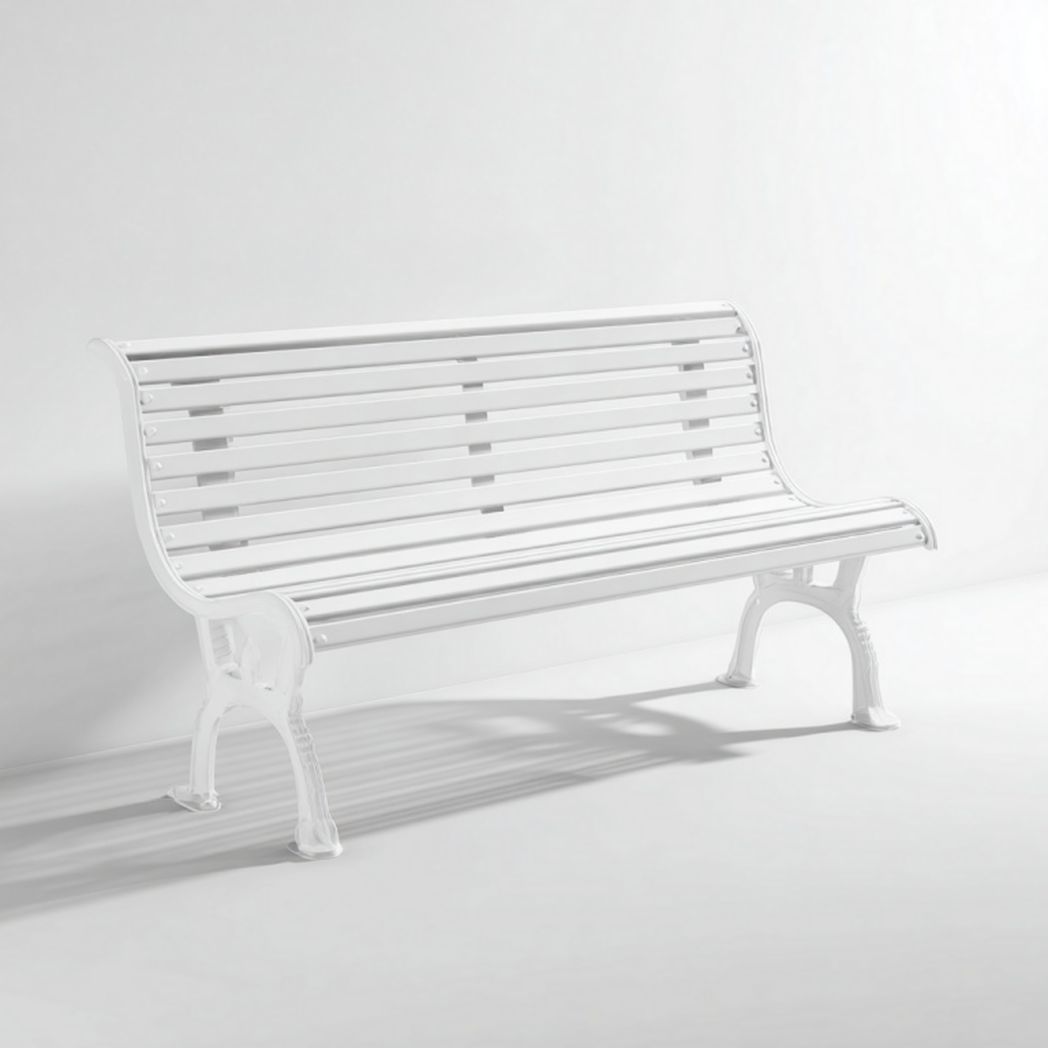 Banc de jardin en métal blanc avec finition peinture